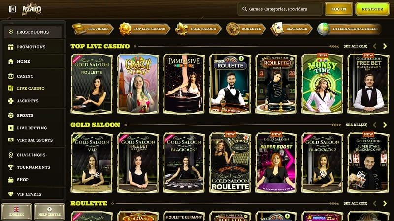 Lizaro Casino catálogo de juegos – Métodos de pago disponibles
